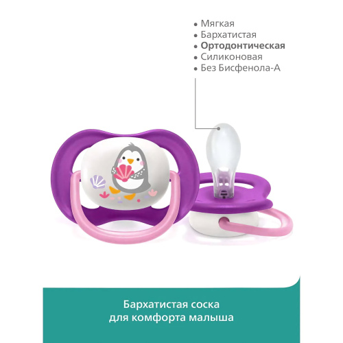 Соска-пустышка Philips AVENT ultra air для девочек 6-18мес 2шт