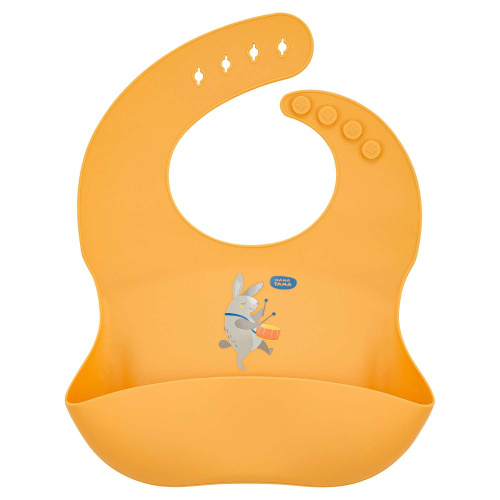 Желтый фартук нагрудный силиконовый МАМА ТАМА 6 мес+