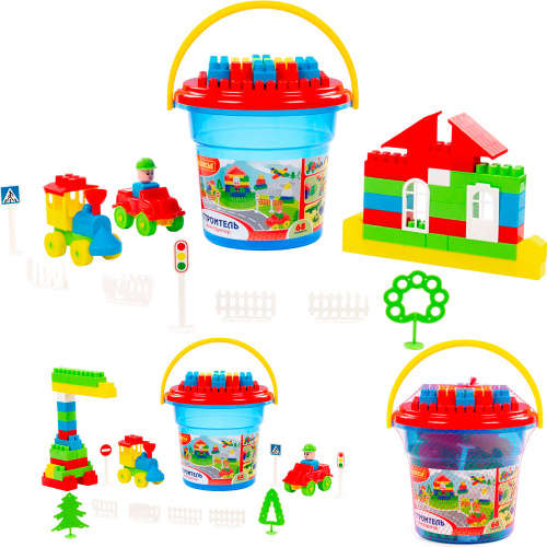 Конструктор Строитель 68 эл в ведре