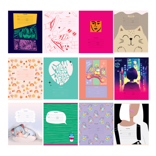 Тетрадь линия 24л. BG Mix-12. Девочки