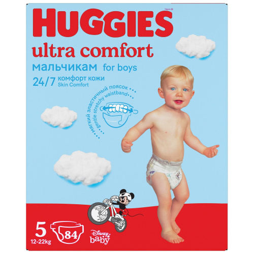Подгузники Huggies Ultra Comfort 5 (12-22 кг) для мальчиков 84 шт