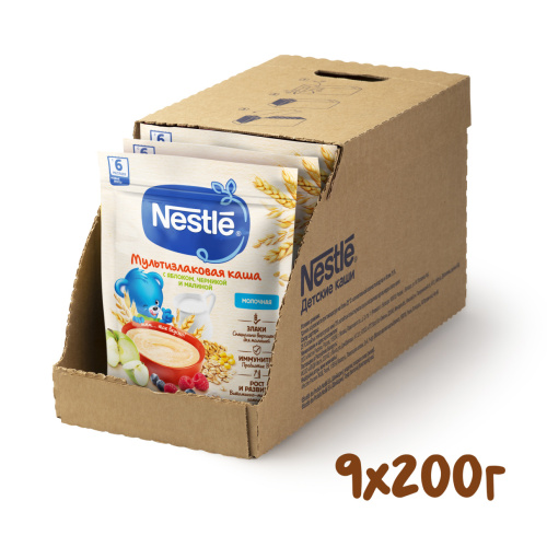 Молочная каша Nestle мультизлаковая яблоко, черника, малина 200г