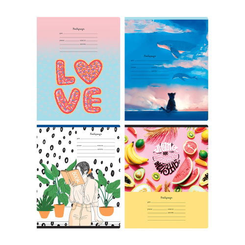 Тетрадь линия 18л. BG Mix-12. Девочки