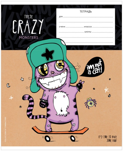 Тетрадь 24л., клетка ArtSpace Рисунки. Crazy monsters